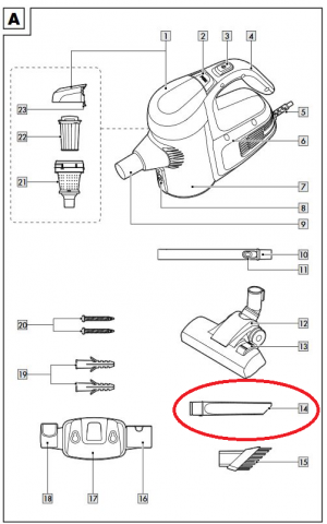 1St. Fugendüse für IAN 343957_2001 / 2-IN-1 STAUBSAUGER SHZK 600 A1