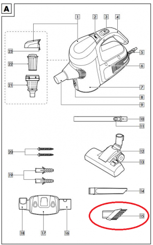 1St. Bürstendüse für IAN 343957_2001 / 2-IN-1 STAUBSAUGER SHZK 600 A1