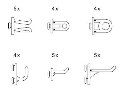 1X Halter, Haken und Klipps in unterschiedlichen Größen (27-teilig)