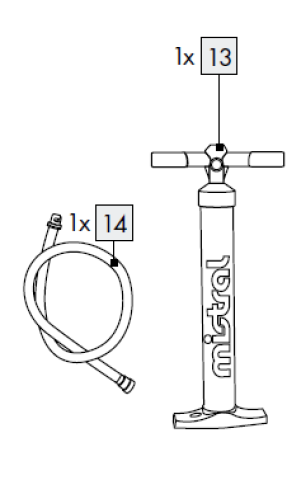 1X Luftpumpe für IAN 401929_2107 / ALLROUND-SUP, AUFBLASBAR