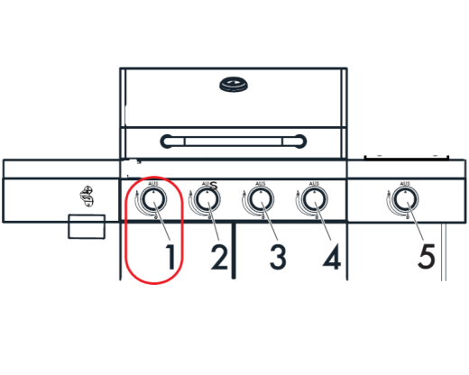 1St. Drehregler (1) mit Piezozünder für IAN 405834_2107 / GASGRILL 4plus1 Brenner