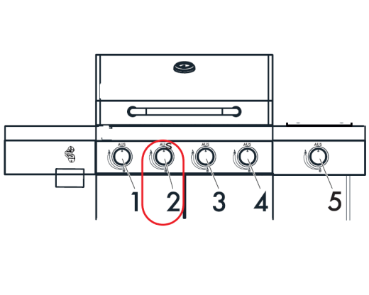 1St. Drehregler (2) mit Piezozünder für IAN 405834_2107 / GASGRILL 4plus1 Brenner