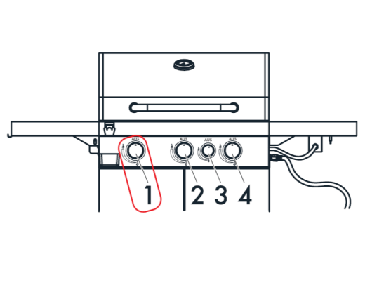 1St. Drehregler (1) mit Piezozünder für IAN 405831_2107 / GASGRILL 3plus1 Brenner