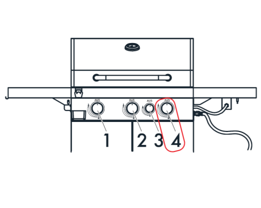 1St. Drehregler (2) mit Piezozünder für IAN 405831_2107 / GASGRILL 3plus1 Brenner